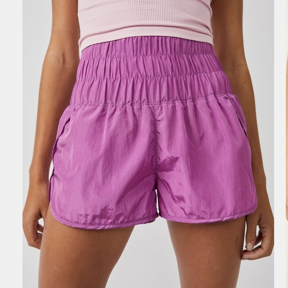 free people movement Pants - SOLD Free People Movement Way Home Short High Rise Smocked Waist Purple Large